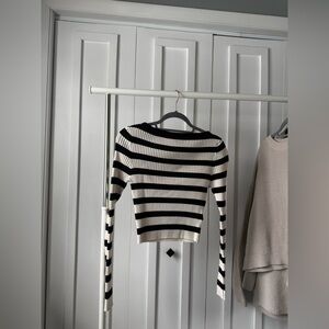 H&M Black and White Striped Crop Top